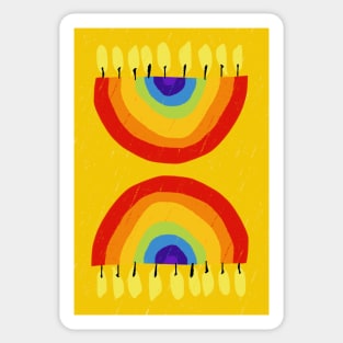 Rainbow Chanukiah Yellow Print Sticker